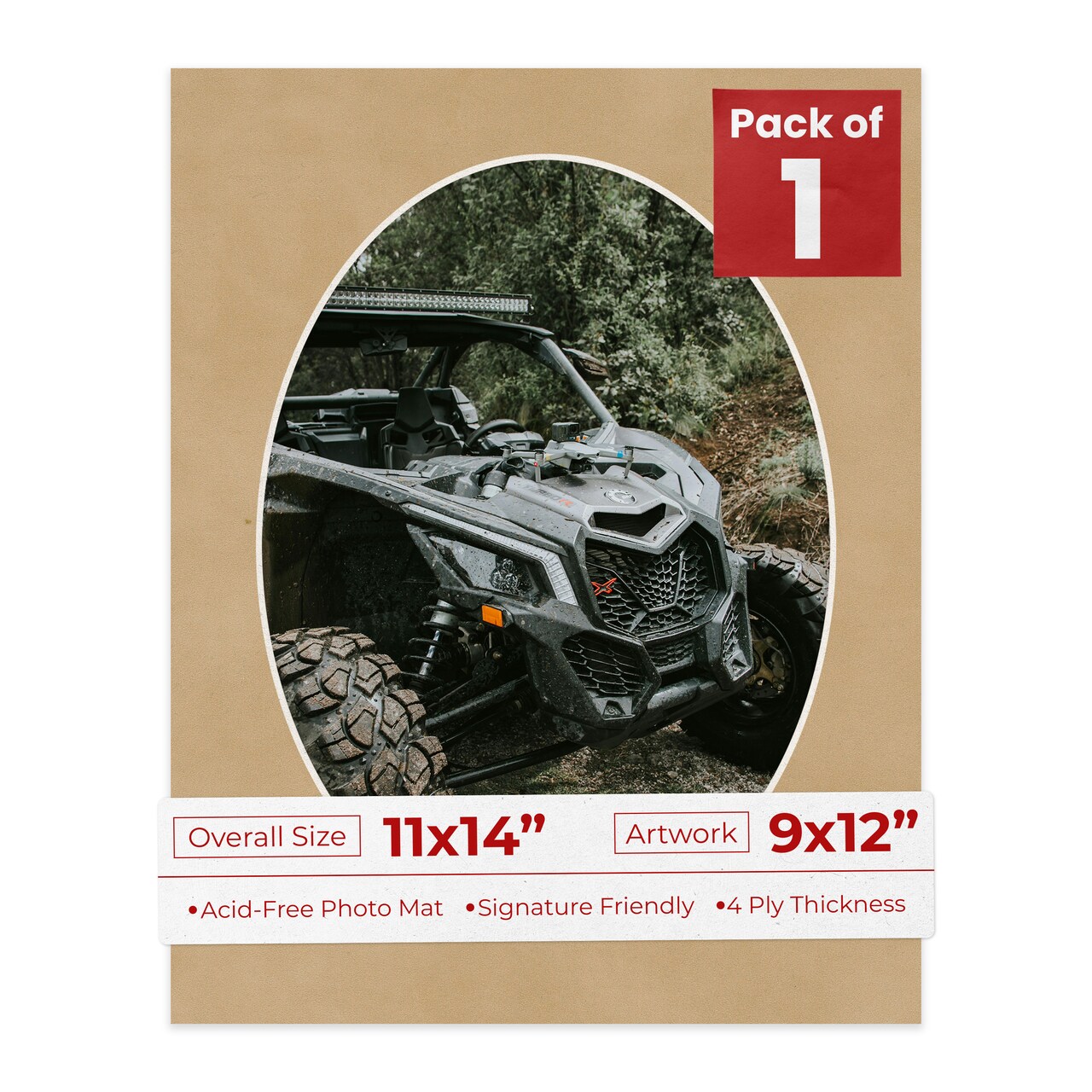 Beige Suede Mat Board for 11x14 Frames - Oval Opening for 9x12 Photos